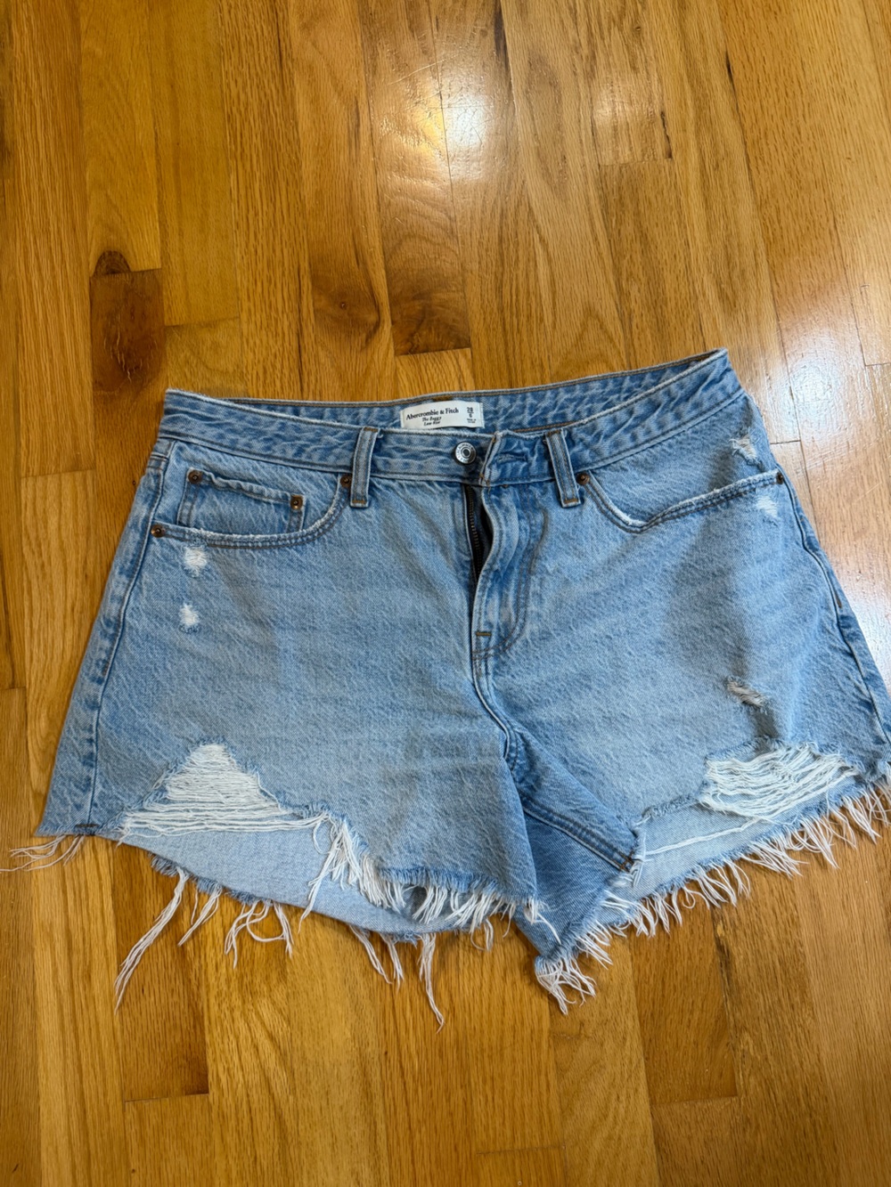 Abercrombie & Fitch Light Blue Distressed Denim Cutoff Shorts